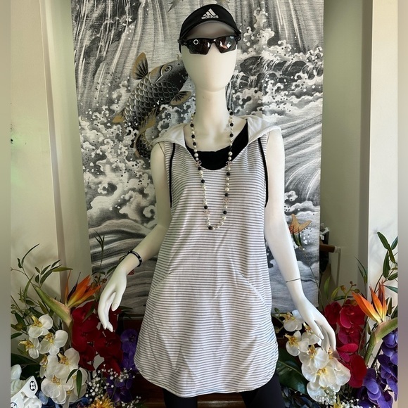 ROXY GRAY & WHITE STRIPED SLEEVELESS RACER BACK HOODIE SIZE XL - Picture 1 of 7